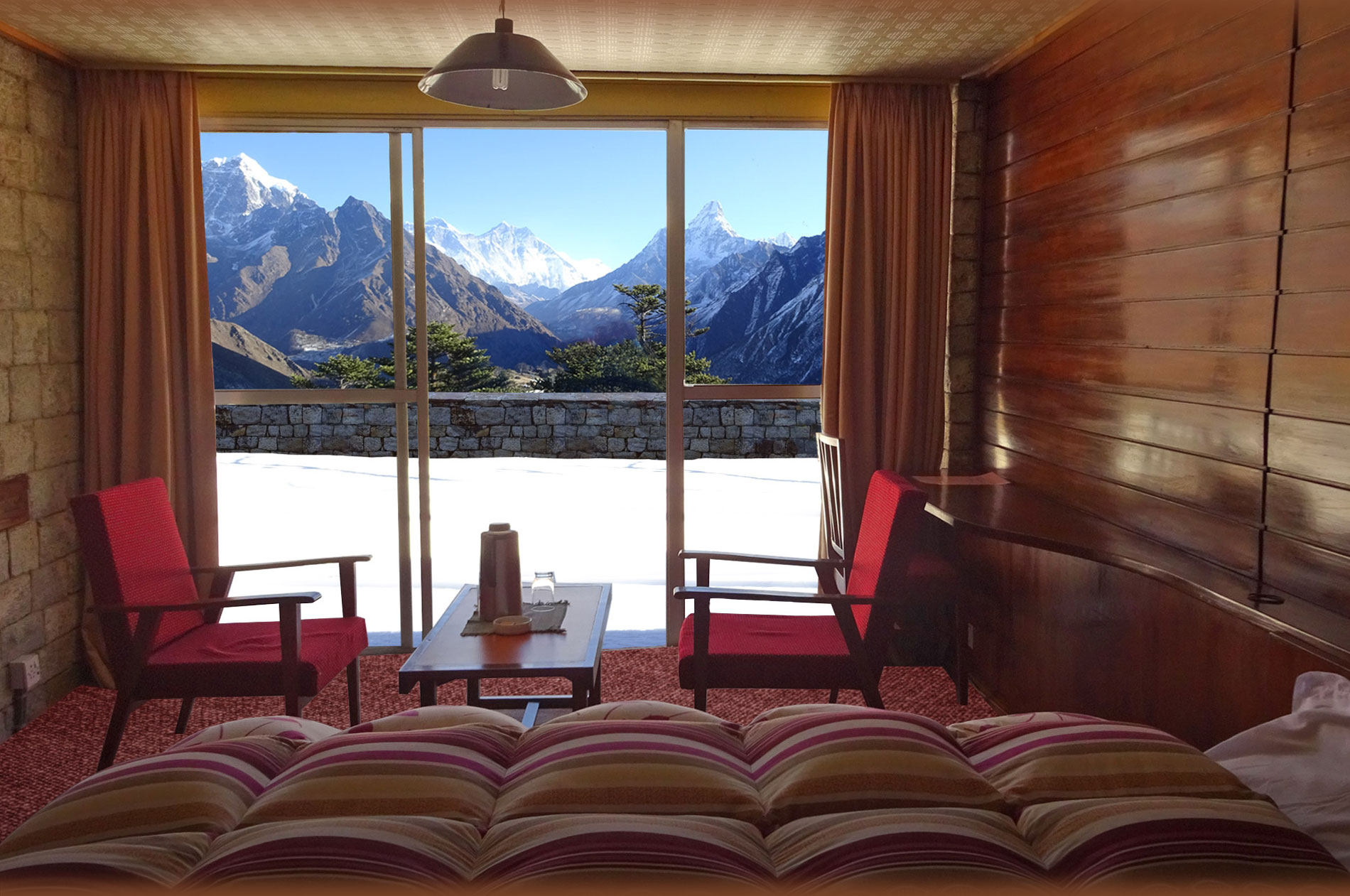 View of Mt. Everest from hotel room